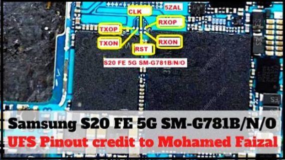 Samsung S20 FE SM-G781B UFS Pinout Remove Frp