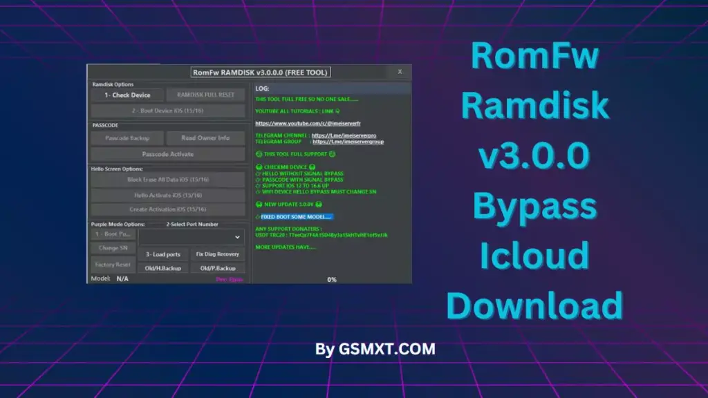 RomFw Ramdisk v3.0.0 Bypass Icloud Download